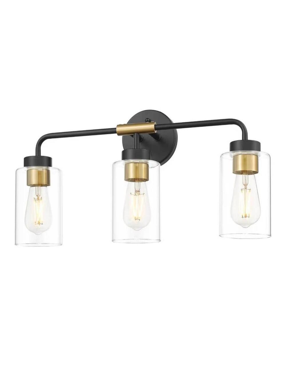 21" 3-Light Modern Farmhouse Vanity Light (Black & Gold) - New in Box